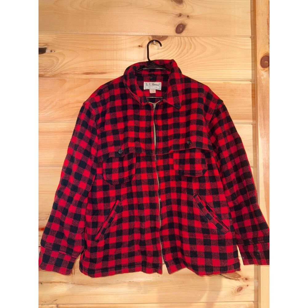 Men's L.L. Bean Buffalo Plaid Zip Up Fleece Jacket